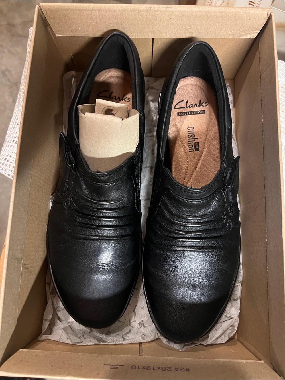 Clarks Black Leather Slip-On Loafers with Cushioned Insole